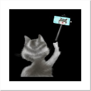 Funny Cat Selfie Gift Posters and Art